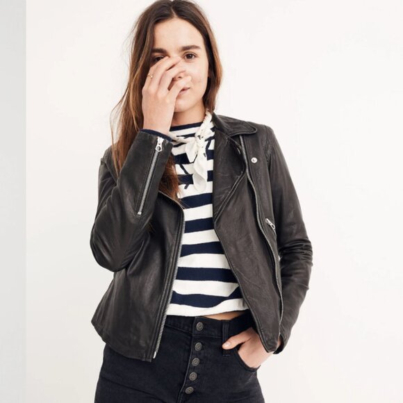 Madewell XS The Washed Leather Motorcycle Jacket - Picture 1 of 11